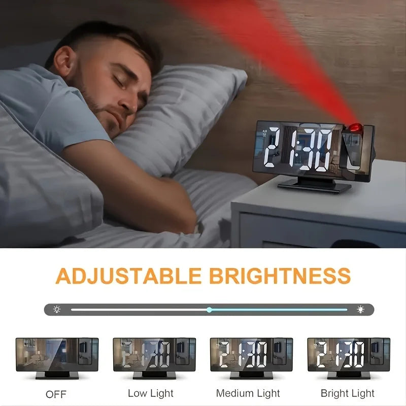Mirror multifunctional projection alarm clock Intelligent luminous clock Bedroom large screen digital clock wall projection alar
