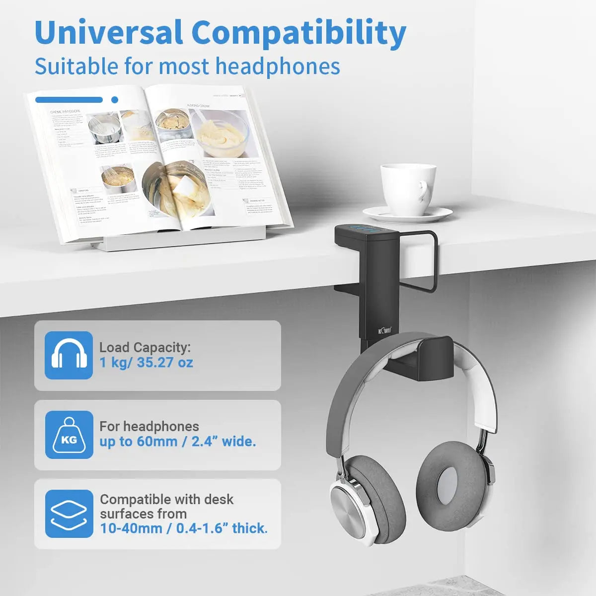 Headphone Bracket Swivel Mounted PC Gaming Headset Stand Holder Under Desk Hanger Hook Earphones Display Stand With USB Ports