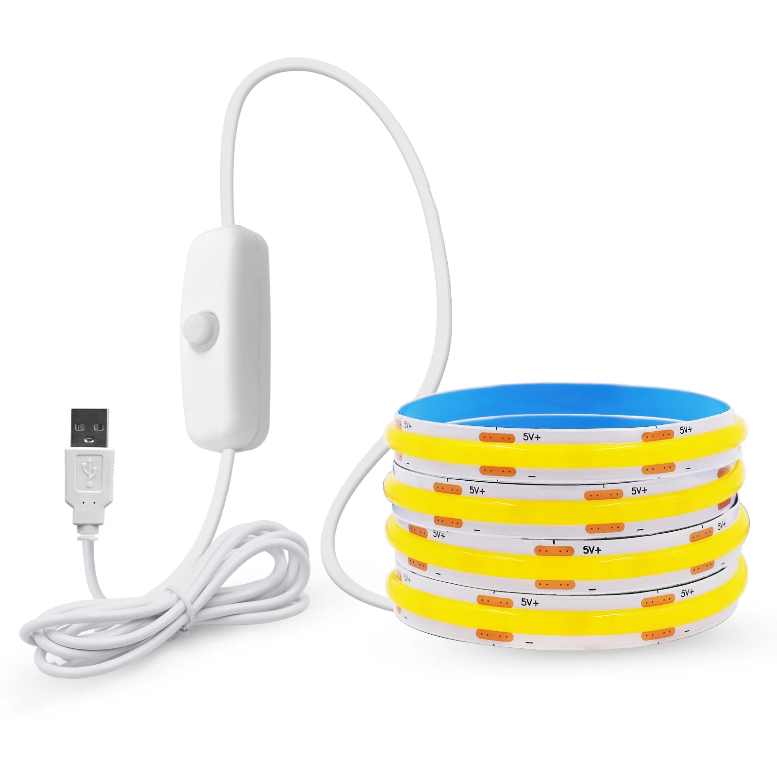 New 5V LED COB Light Strip Dimmable With Touch Sensor/ON OFF Switch USB Flexible LED Tape Christmas TV Backlight Adhesive Tape