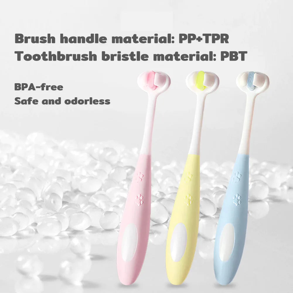 Escova de Dentes para Animais de Estimação 360 Graus Cabeça de Escova de 3 Lados Limpa Suavemente Gengivas e Dentes Conjunto de Pasta de Dentes e Escova de Dentes para Cães e Gatos