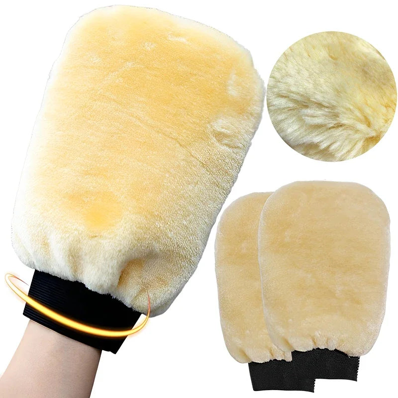 1/5pcs Car Wash Gloves Soft Thickened  Imitation Wool Plush Wiping Car Cleaning Mitt Double-faced Glove Car Washing Supplies