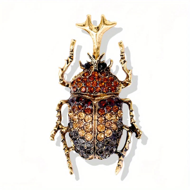 Exquisite Full Crystal Beetle Brooch Elegant Lady Insect Pin