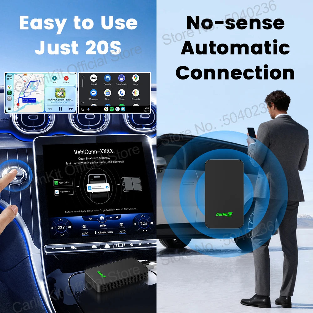 CarlinKit 5.0 C2Air 2-In-1 CarPlay Android Auto Wireless Adapter For Wired CarPlay Android Auto Cars Online Upgrade Plug & Play