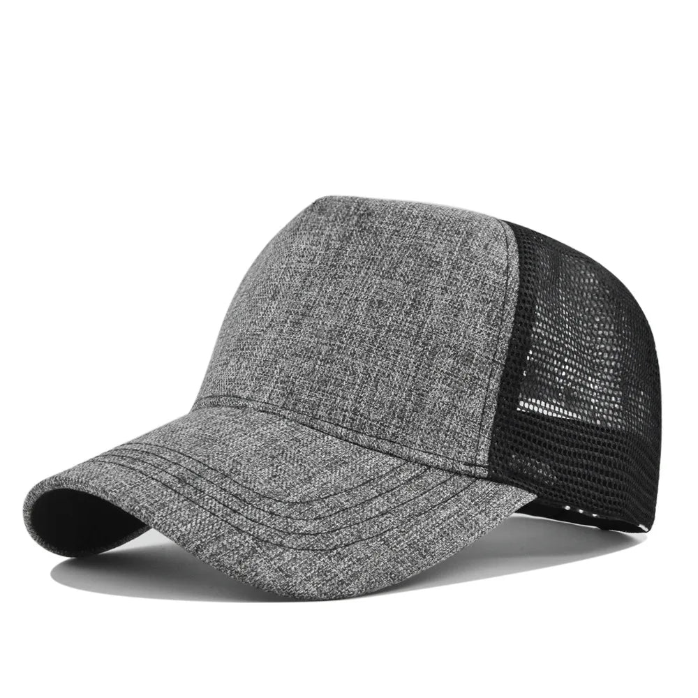 Boné de beisebol impresso com logótipo personalizado Topo Rígido Bonés de Rede de 5 Painéis para Homens Mulheres Boné Respirável Chapéu de Sol Gorra de Cor Pura Atacado
