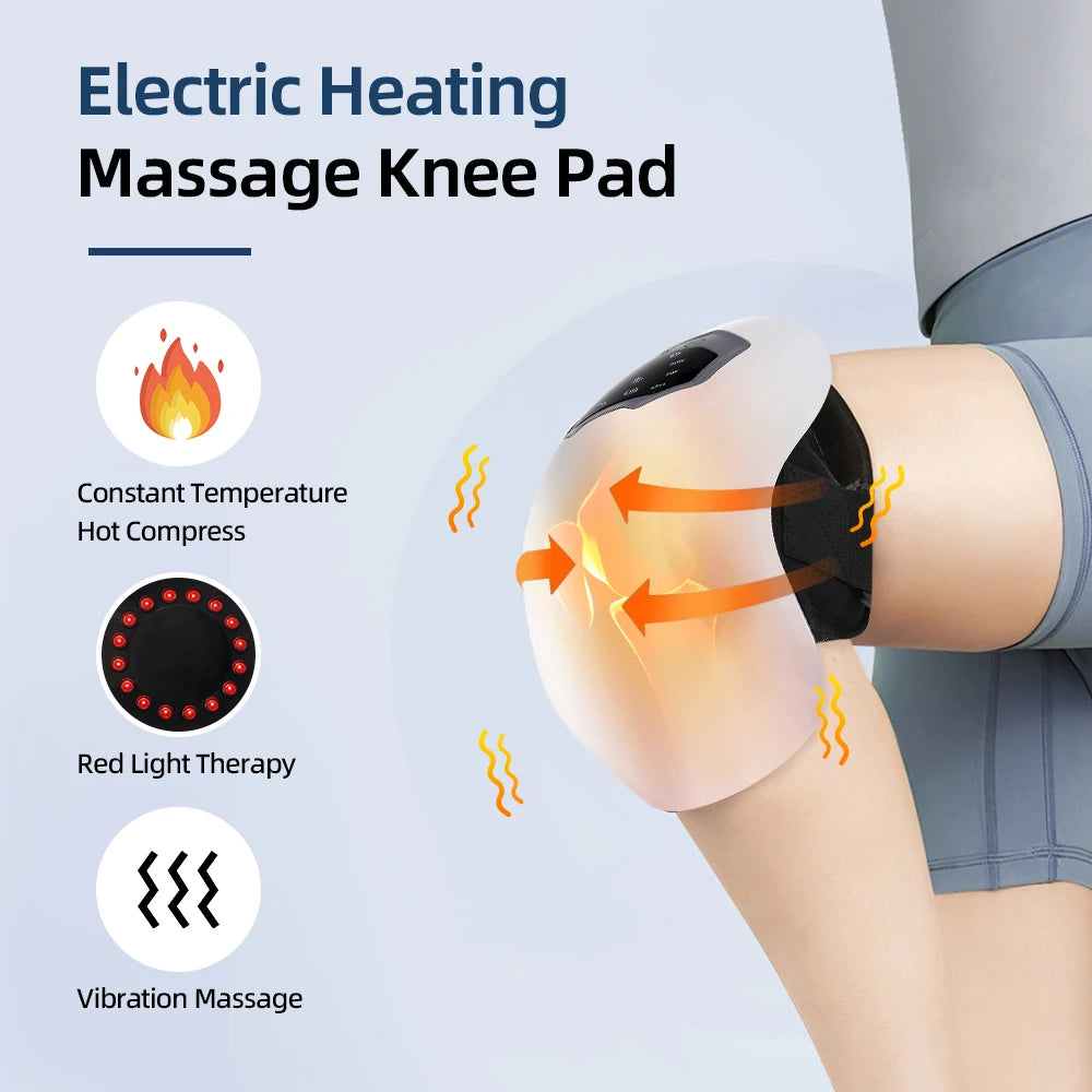 Electric Knee Massage Pad 3 Levels Wireless  3D Airbag Hot Compress Vibration Massager with Red Light Knee Massage Health Care