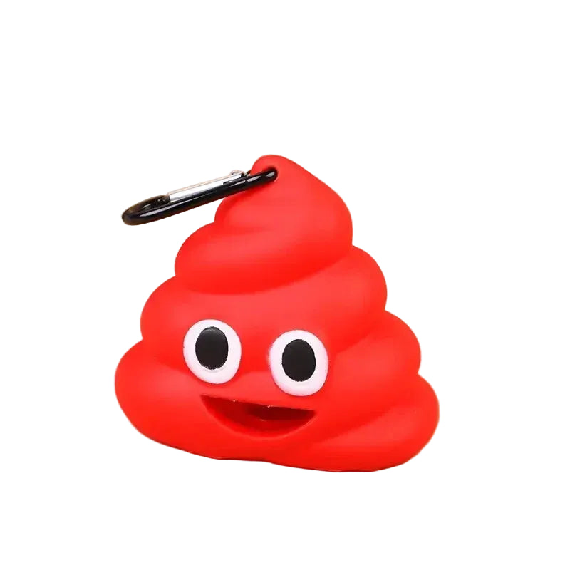 Portable Poop-Shaped Pet Waste Bag Dispenser with Leash Clip