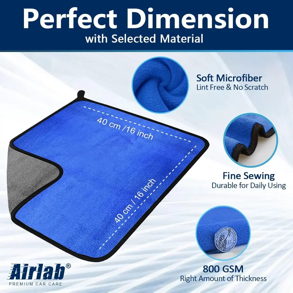 1-4pcs Microfiber Car Washing Towel Soft Quick Drying Windows Mirrors Wiping Rags Home Double Layer Cleaning Cloths 500GSM