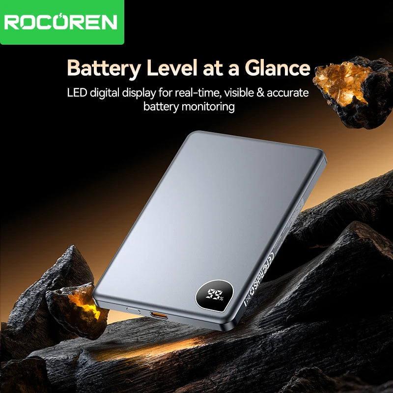Rocoren 10000mAh Magnetic PowerBank Fast Charging 5000mAh Power Bank Portable Wireless Charger Battery For iPhone 17 16 Pro Max