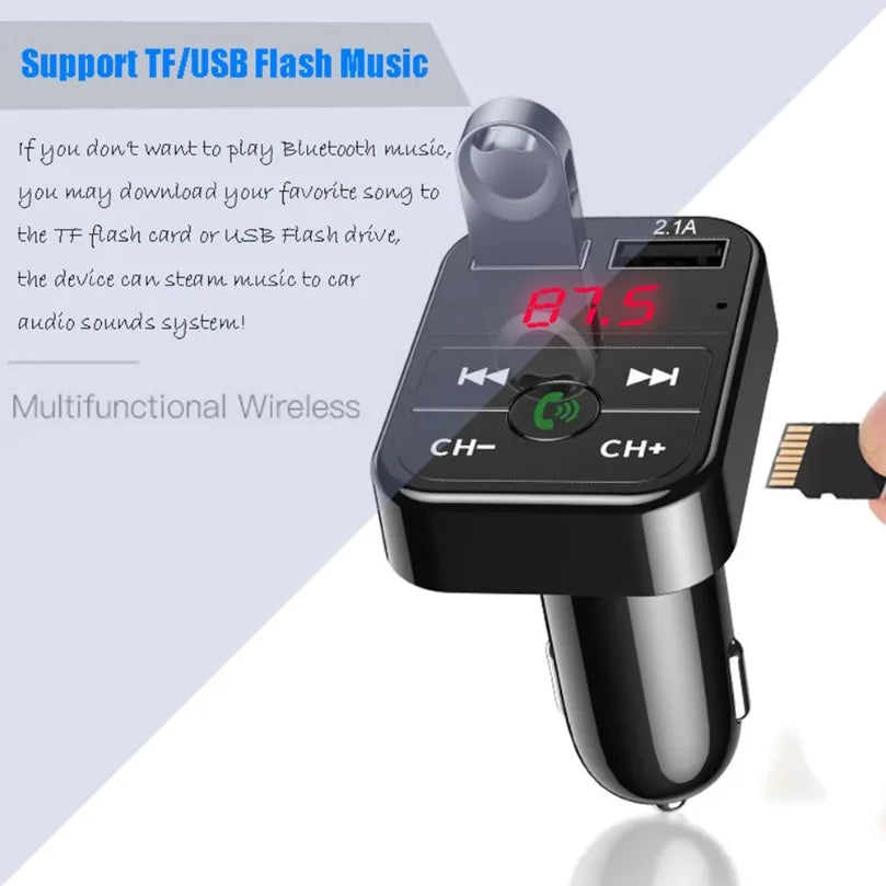 XIKCU LED MP3 Bluetooth FM Audio Receiver Hands-Free Bluetooth 5.0 Transmitter 2.1A 3.1A QC3.0 Type C Dual USB Car kit Charger