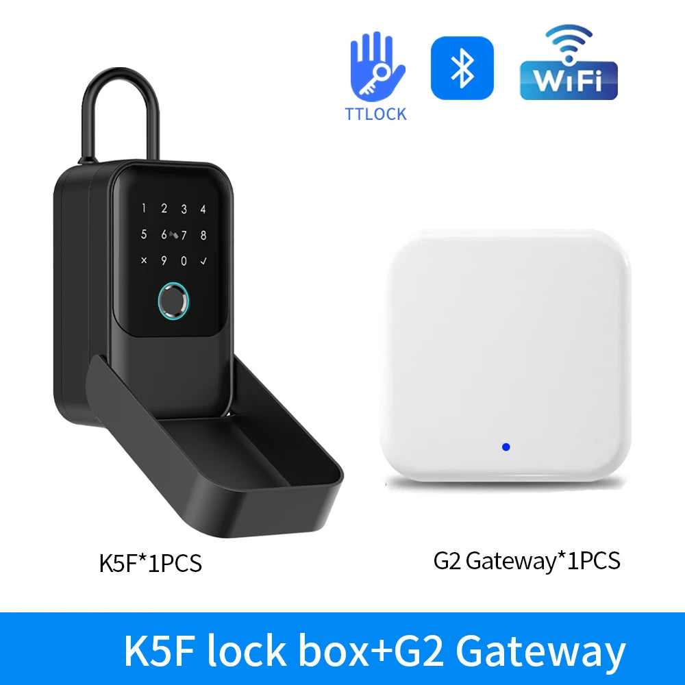 Waterproof Key Safe Box Smart Fingerprint Storage Secret Key Safety Box Tuya or TTlock App Bluetooth to WiFi Hub Unlock Padlock
