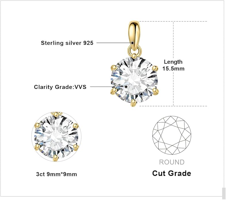 Round Cut Moissanite Solitaire Pendant