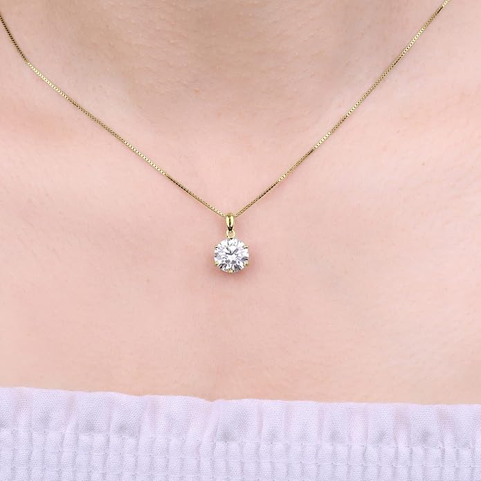 Round Cut Moissanite Solitaire Pendant