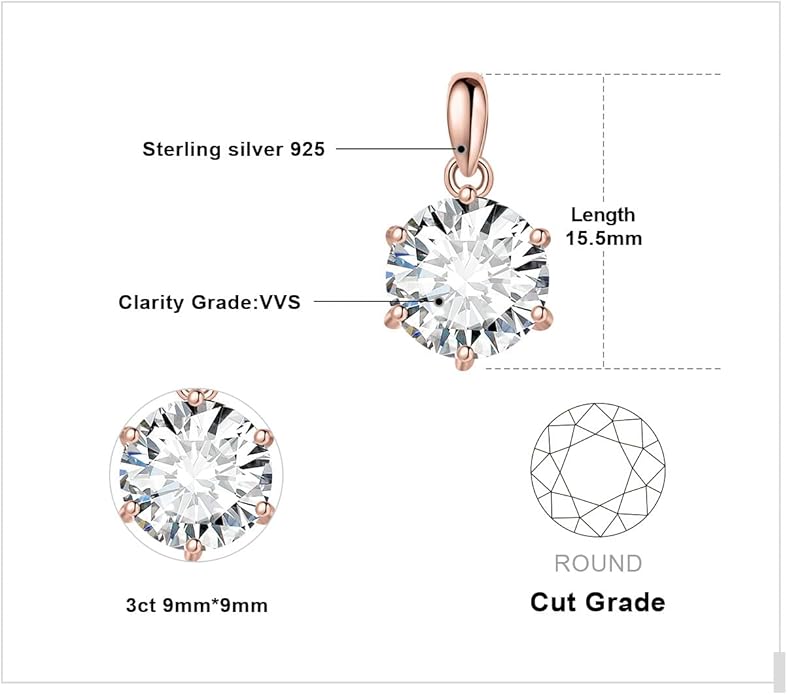 Round Cut Moissanite Solitaire Pendant