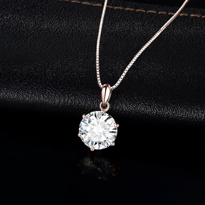 Round Cut Moissanite Solitaire Pendant