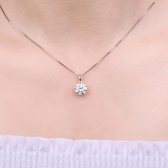 Round Cut Moissanite Solitaire Pendant
