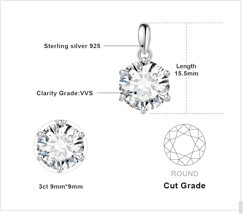 Round Cut Moissanite Solitaire Pendant
