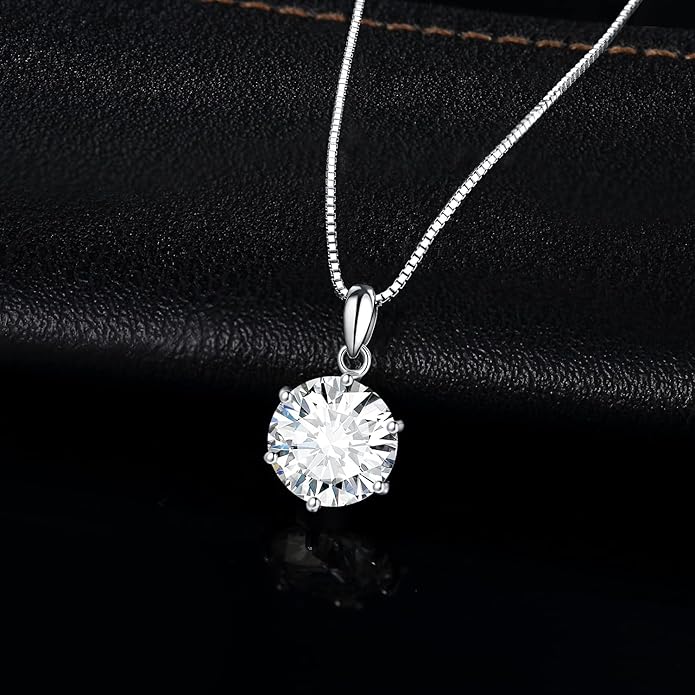 Round Cut Moissanite Solitaire Pendant
