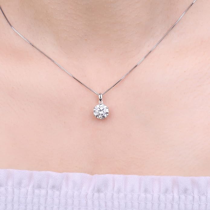 Round Cut Moissanite Solitaire Pendant