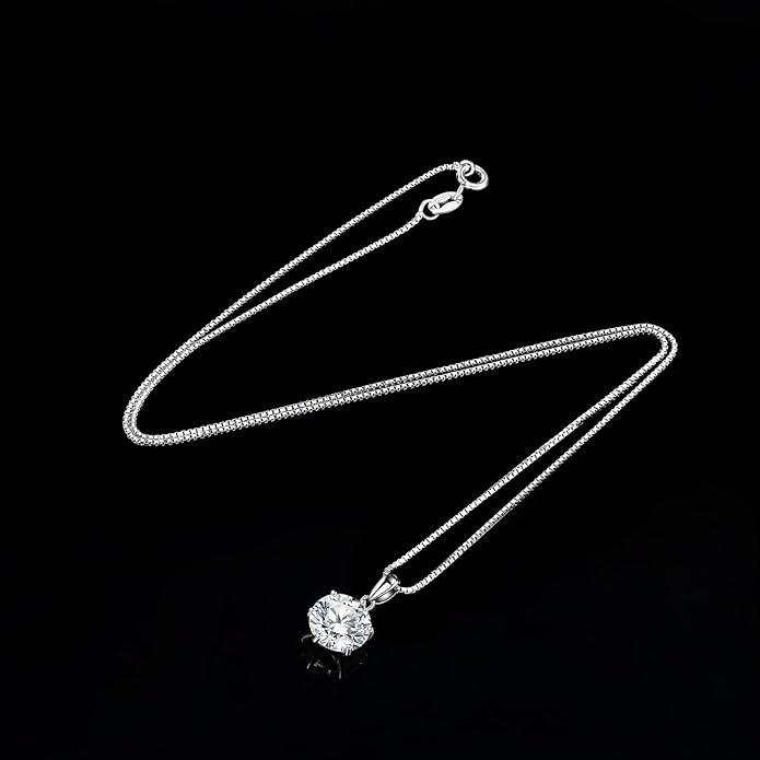 Round Cut Moissanite Solitaire Pendant