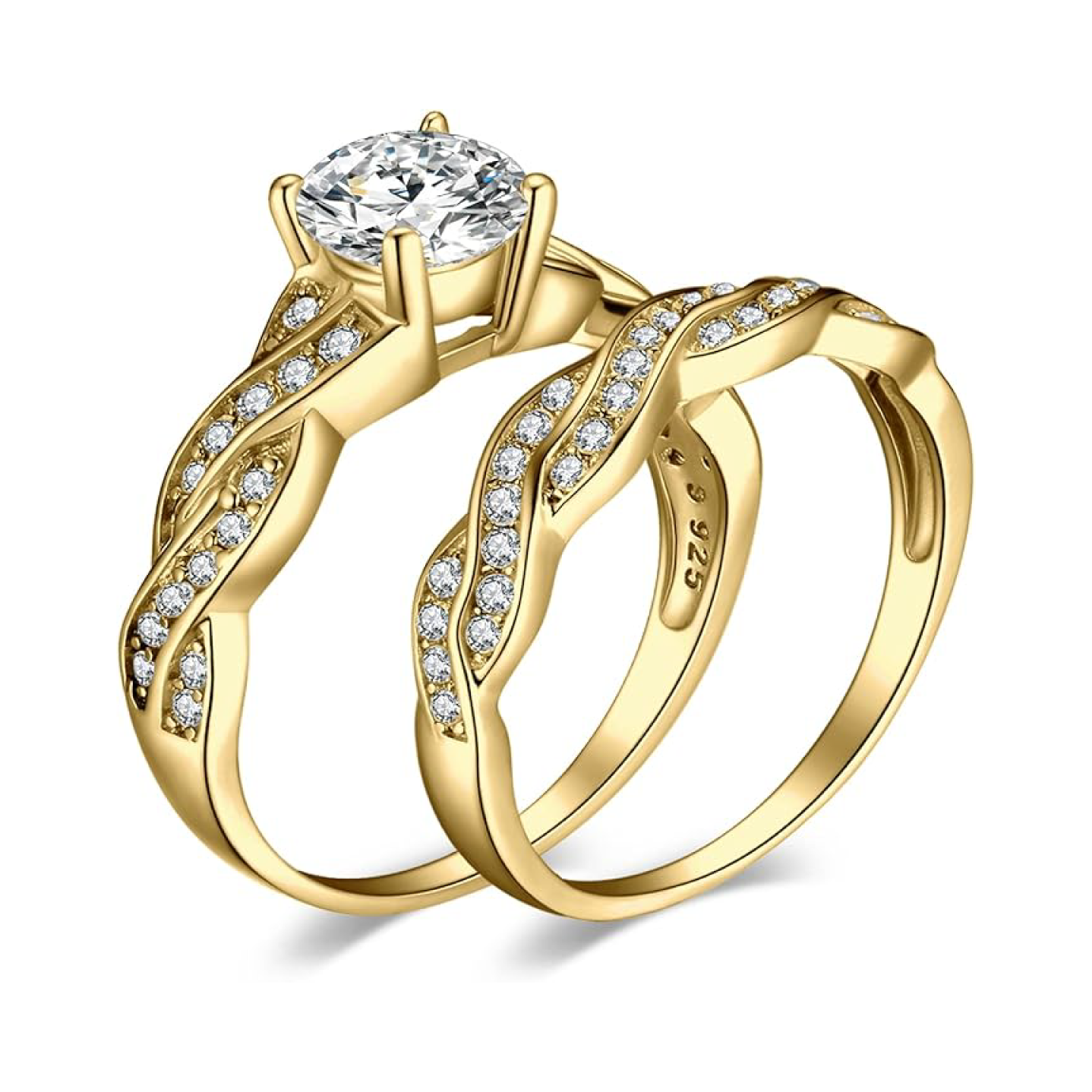 925 Sterling Silver Infinity Round Cut Zirconia Ring Set