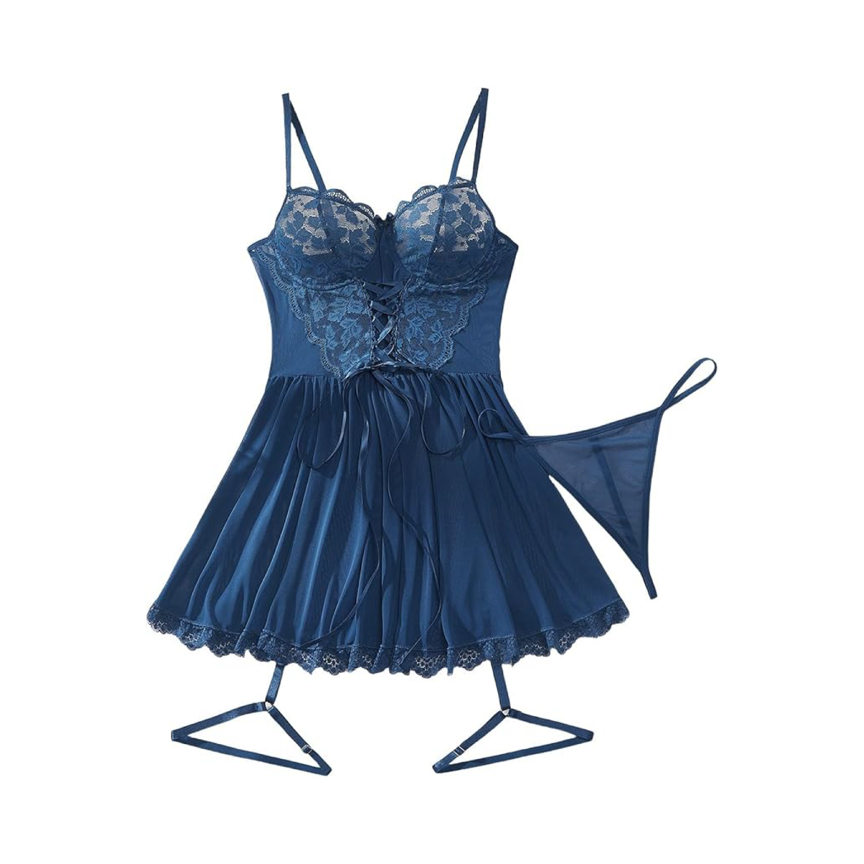 3-Piece Hot Babydoll Lingerie Set with Garter Belt
